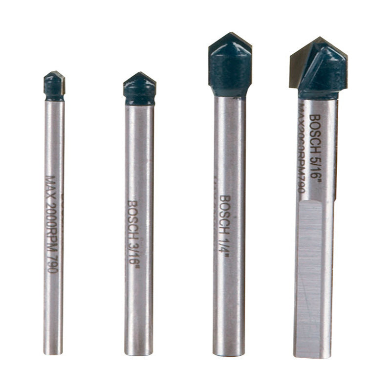 Bosch Carbide Tipped Glass and Tile Bit Set 3-Flat Shank 4 pc