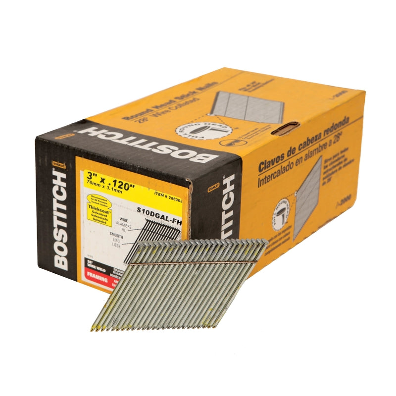 Bostitch 3 in. L X 11 Ga. Angled Strip Galvanized Framing Nails 28 deg 2000 pk