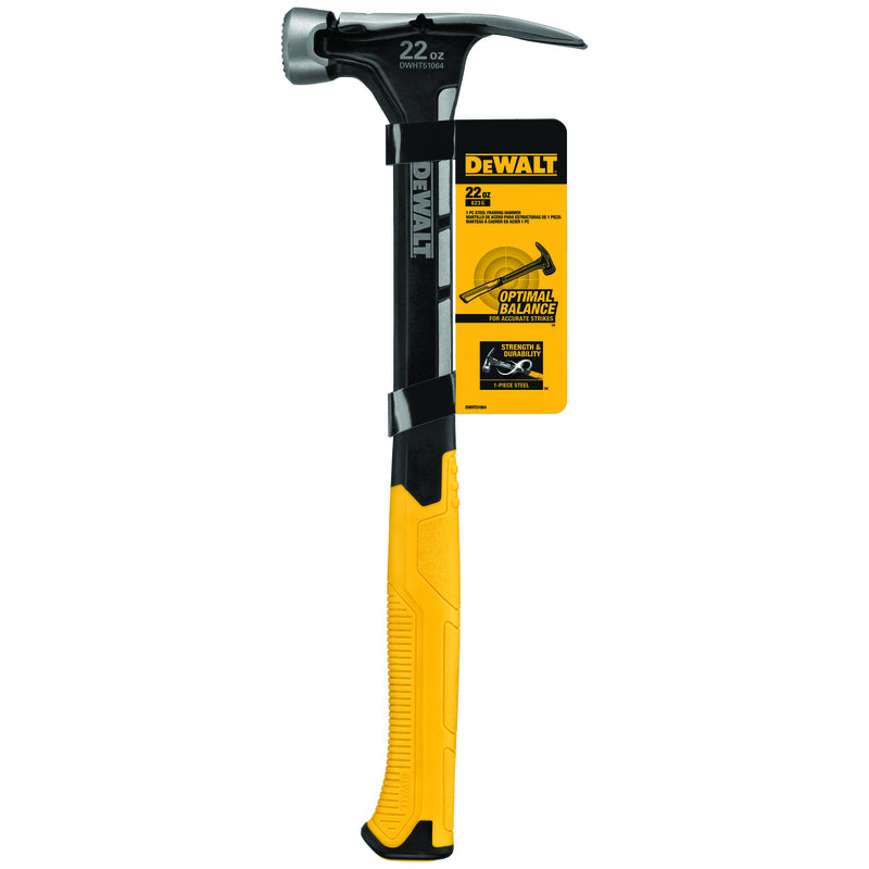 DeWalt 22 oz Checkered Face Claw Hammer 14 in. Steel Handle