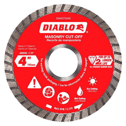 Diablo 4 in. D X 7/8 in. Diamond Masonry Cut-Off Disc 1 pk