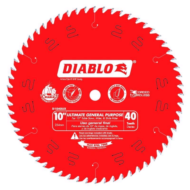 Diablo Ultimate GP 10 in. D X 5/8 in. TiCo Hi-Density Carbide Circular Saw Blade 40 teeth 1 pk