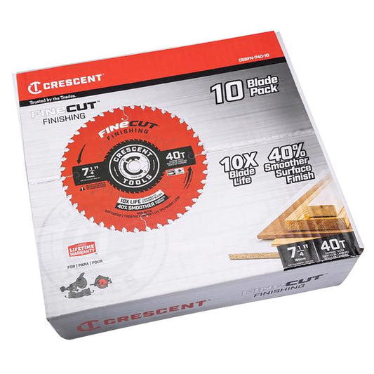 Crescent Finecut 7-1/4 in. D X 5/8 in. Carbide Tipped Finishing Saw Blade 40 teeth 10 pk