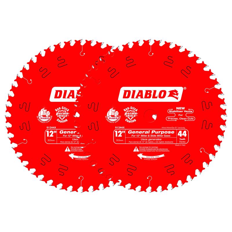 Diablo 12 in. D X 1 in. TiCo Hi-Density Carbide Circular Saw Blade Set 44 teeth 2 pk