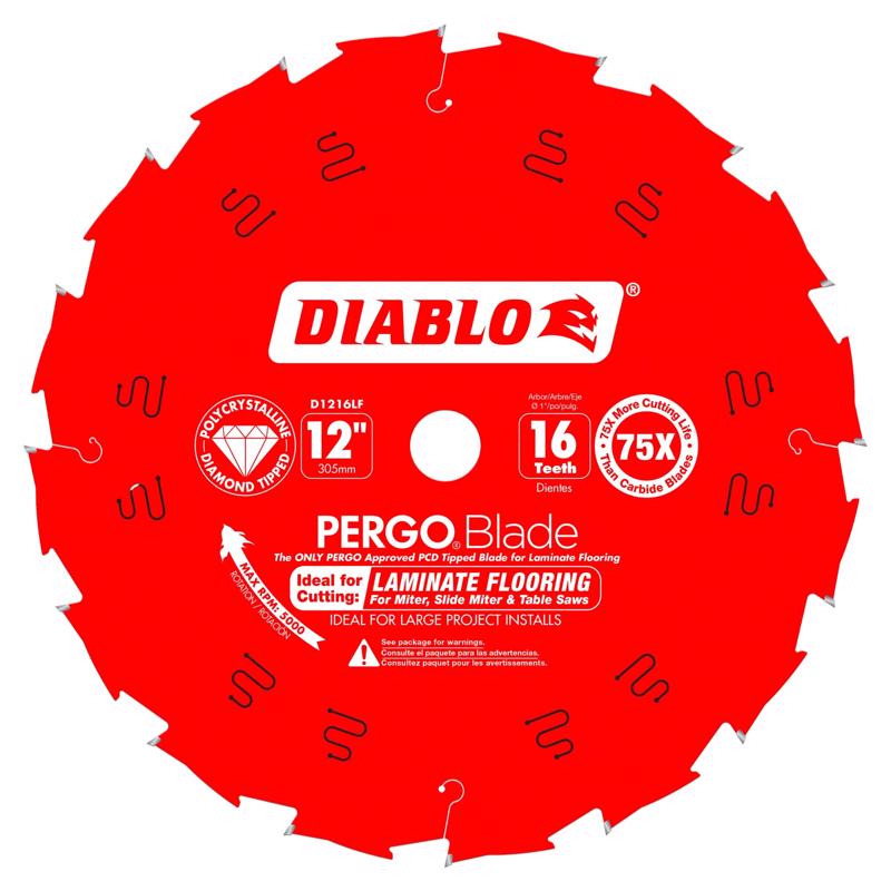 Diablo Pergo Blade 12 in. D X 1 in. Laminate Flooring PCD Circular Saw Blade 16 teeth 1 each