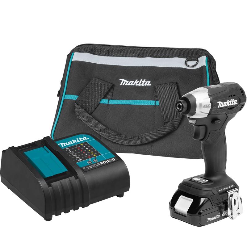 Makita 18V LXT Sub-Compact 1.5 amps 1/4 in. Cordless Brushless Compact Impact Driver Kit (Battery &