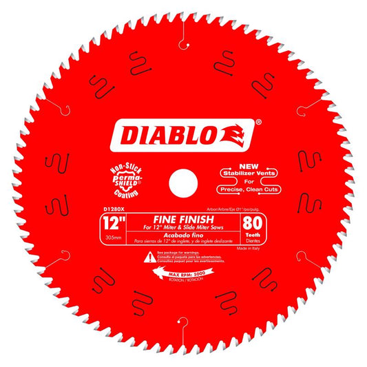 Diablo 12 in. D X 1 in. TiCo Hi-Density Carbide Finishing Saw Blade 80 teeth 1 pk