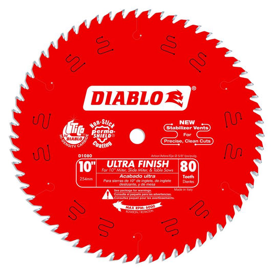 Diablo 10 in. D X 5/8 in. TiCo Hi-Density Carbide Circular Saw Blade 80 teeth 1 pk