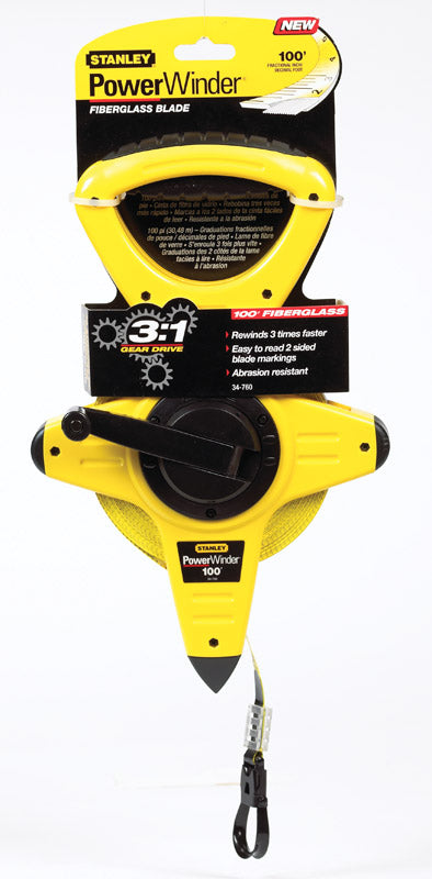 Stanley PowerWinder 100 ft. L X 0.5 in. W Fiberglass Long Tape Measure 1 pk