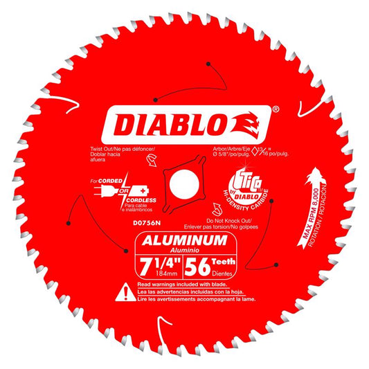 Diablo 7-1/4 in. D X 5/8 in. TiCo Hi-Density Carbide Circular Saw Blade 56 teeth 1 pk