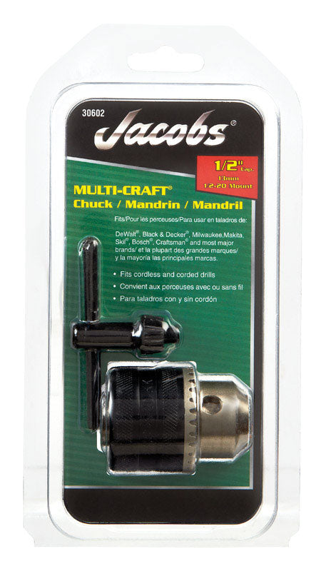 Jacobs 1/2 in. Drill Chuck 1/2 in. 3-Flat Shank 1 pc