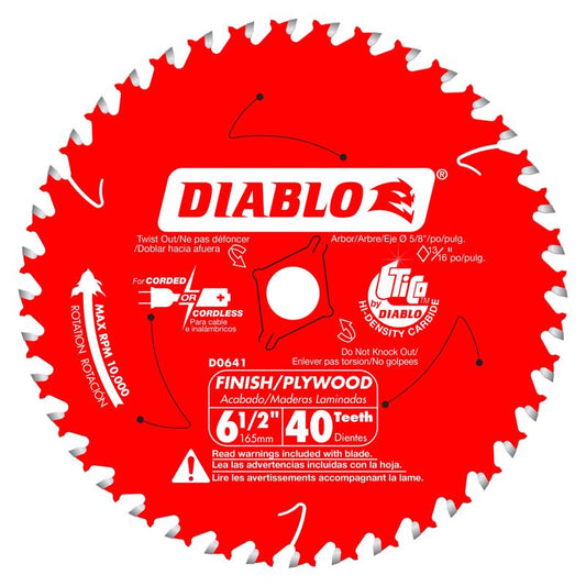 Diablo 6-1/2 in. D X 5/8 in. TiCo Hi-Density Carbide Finishing Saw Blade 40 teeth 1 pk