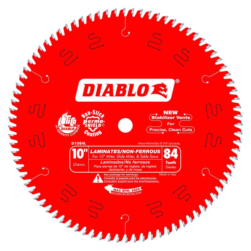 Diablo 10 in. D X 5/8 in. TiCo Hi-Density Carbide Metal and Laminate Blade 84 teeth 1 pk