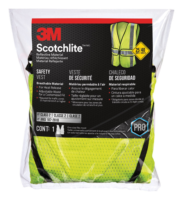 3M Scotchlite Reflective Safety Vest with Reflective Stripe Yellow One Size Fits Most