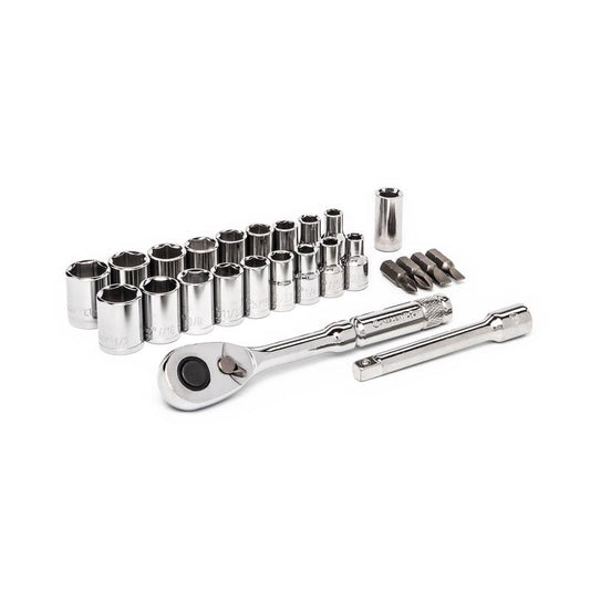 Crescent 1/4 in. X 1/4 in. drive Metric and SAE 6 Point Socket Wrench Set 25 pc