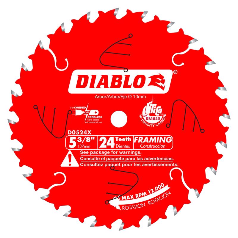 Diablo 5-3/8 in. D X 10 mm TiCo Hi-Density Carbide Trim Saw Blade 24 teeth 1 pk