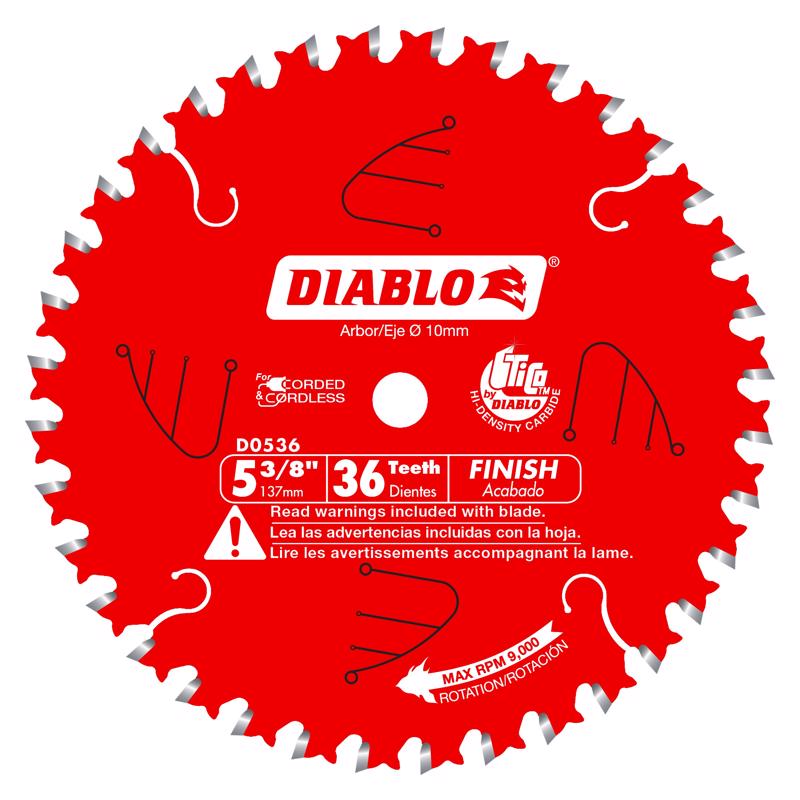 Diablo 5-3/8 in. D X 10 mm TiCo Hi-Density Carbide Trim Saw Blade 36 teeth 1 pk