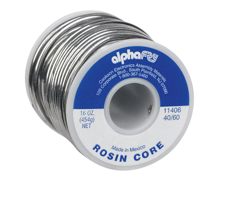 Alpha Fry 16 oz Rosin Core Solder Wire 0.09 in. D Tin/Lead 40/60 1 pc