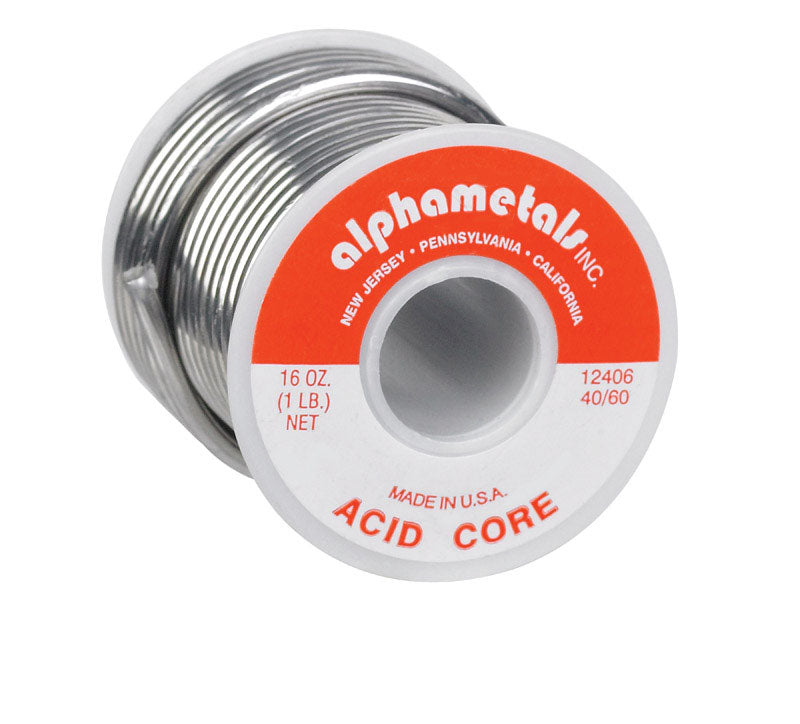 Alpha Fry 16 oz Acid Core Wire Solder 0.125 in. D Tin/Lead 40/60 1 pc