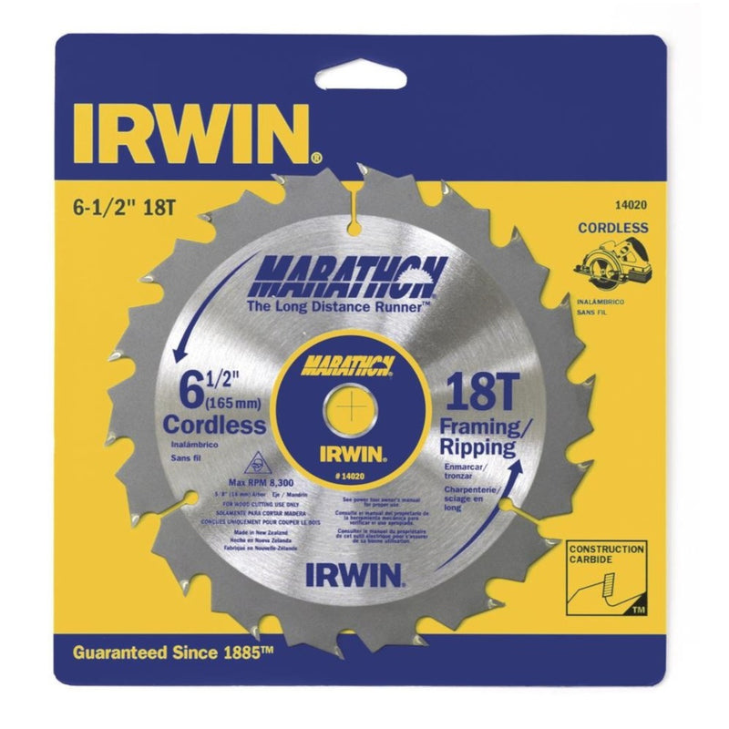 Irwin Marathon 6-1/2 in. D X 5/8 in. Classic Carbide Circular Saw Blade 18 teeth 1 pk