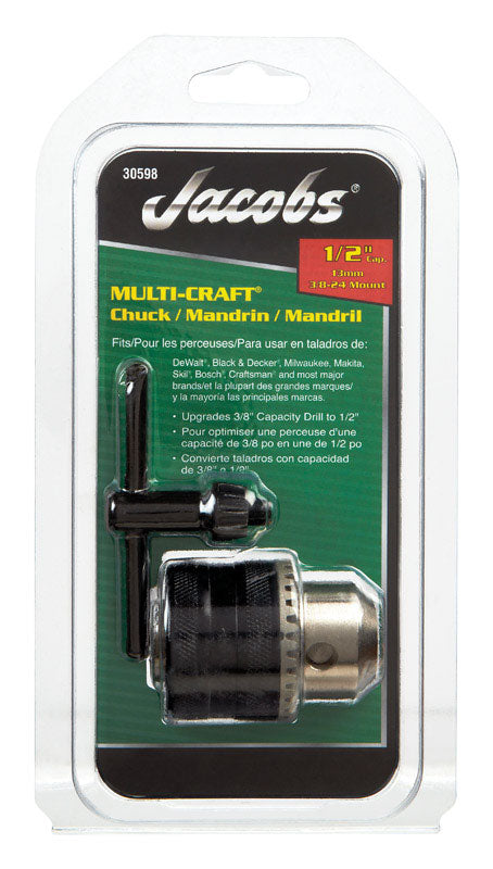 Jacobs 1/2 in. in. Drill Chuck 1/2 in. 3-Flat Shank 1 pc