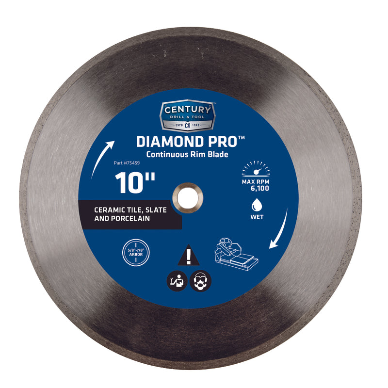 Century Drill & Tool 10 in. D Diamond Continuous Rim Diamond Saw Blade