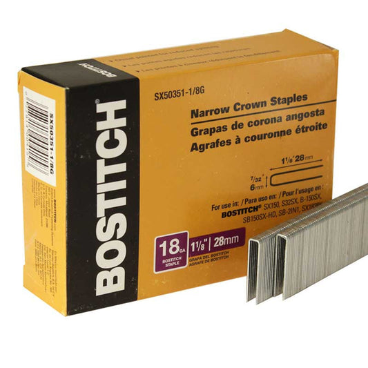 Bostitch 7/32 in. W X 1-1/8 in. L Galvanized Steel Wire Staples 18 Ga.