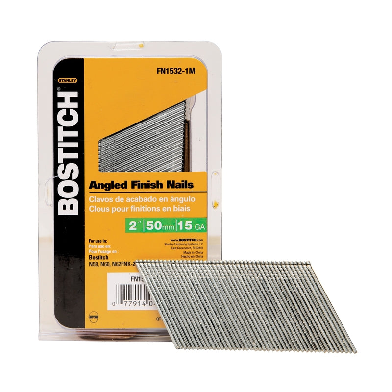 Bostitch 2 in. L X 15 Ga. Angled Strip Coated Finish Nails 1,000 pk