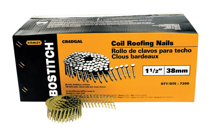 Bostitch 1-1/2 in. L Galvanized Roofing Nails 15 deg 7200 pk