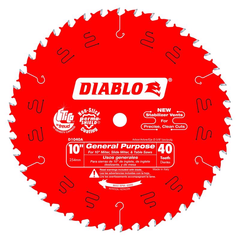 Diablo 10 in. D X 5/8 in. General Purpose TiCo Hi-Density Carbide Circular Saw Blade 40 teeth 1 pk