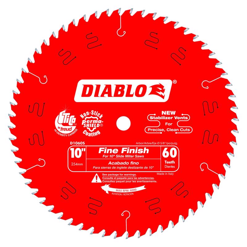 Diablo 10 in. D X 5/8 in. Fine Finish TiCo Hi-Density Carbide Circular Saw Blade 60 teeth 1 pk