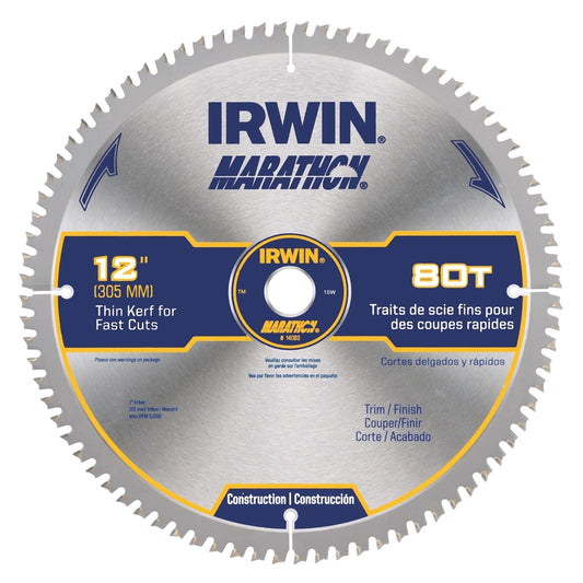 Irwin Marathon 12 in. D X 1 in. Carbide Circular Saw Blade 80 teeth 1 pk