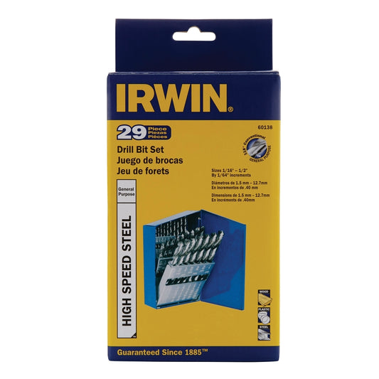 Irwin High Speed Steel Drill Bit Set Straight Shank 29 pc