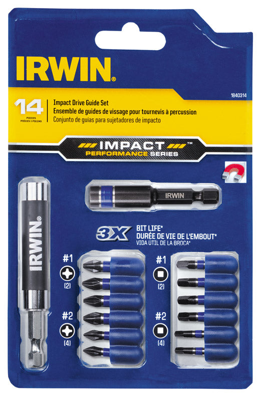 Irwin Impact Performance Series Phillips/Square Impact Drive Guide Set Steel 14 pc