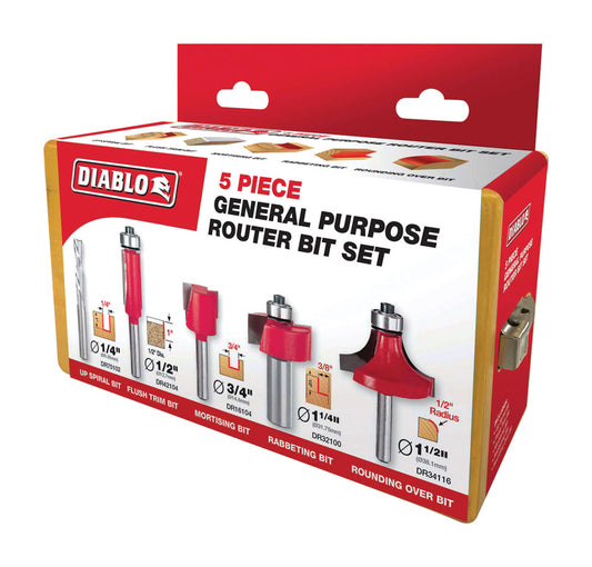 Diablo General Purpose Router Bit Set 5 pc