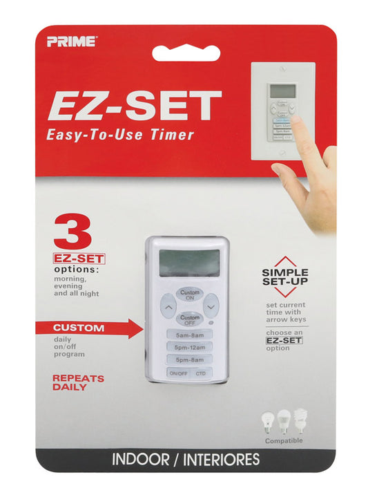 Prime EZ-SET Indoor Digital In Wall Timer 125 V White