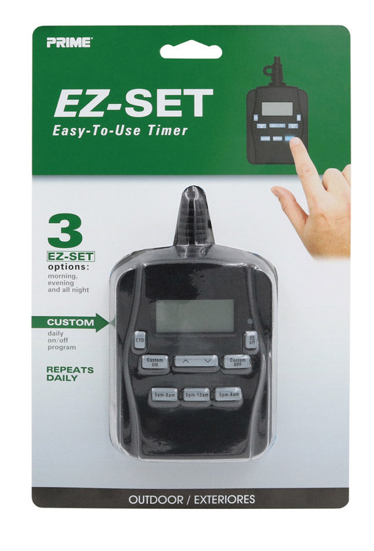 Prime EZ-SET Outdoor Digital Timer 125 V Black