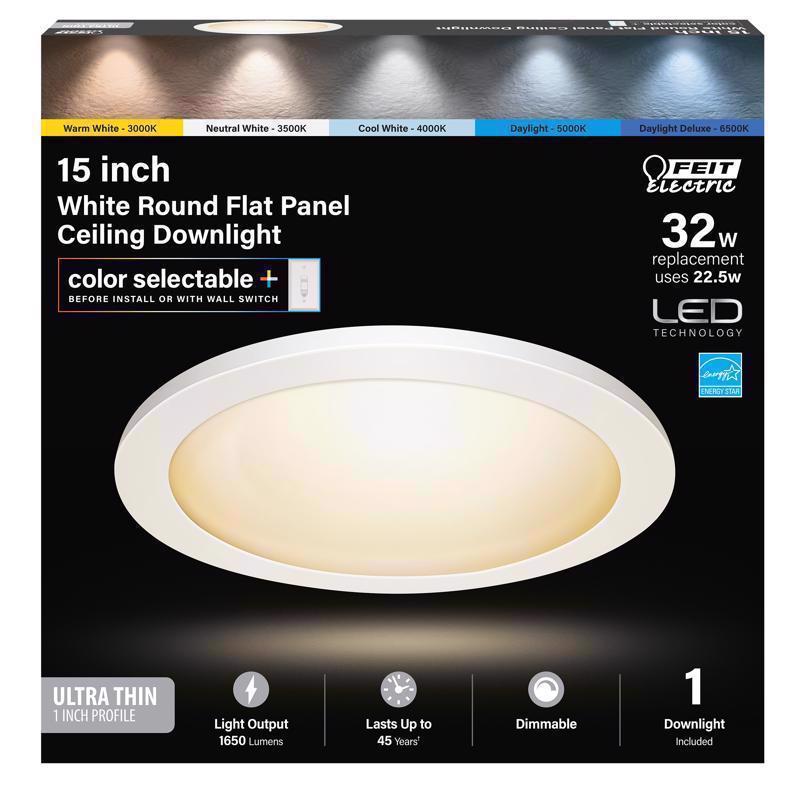 Feit EDGELIT 1 in. H X 15 in. W X 15 in. L White LED Flat Panel Light Fixture