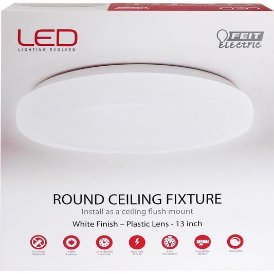 Feit LED 2.4 in. H X 13.2 in. W X 13.2 in. L Aluminum White LED Ceiling Light Fixture