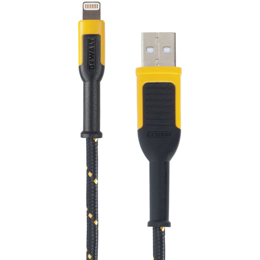 DeWalt Lightning to USB Charge and Sync Cable 6 ft. Black/Yellow