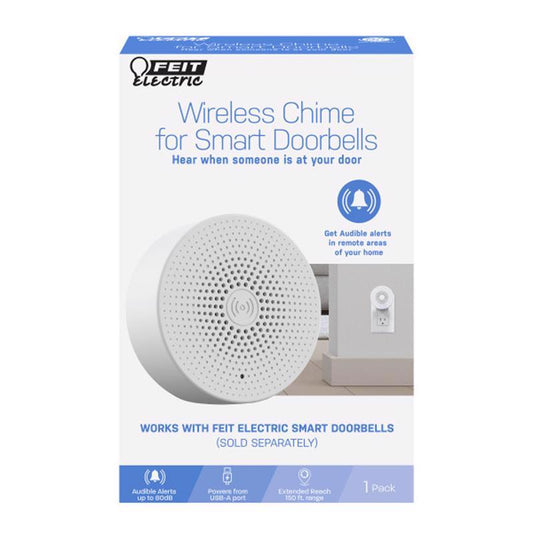 Feit White Plastic Wireless Smart-Enabled Door Chime Bell