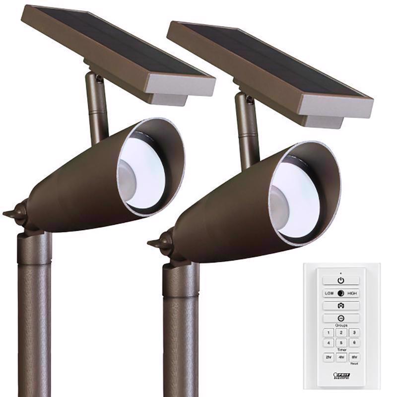 Feit OneSync Bronze Solar Powered/Remote LED Spotlight 2 pk