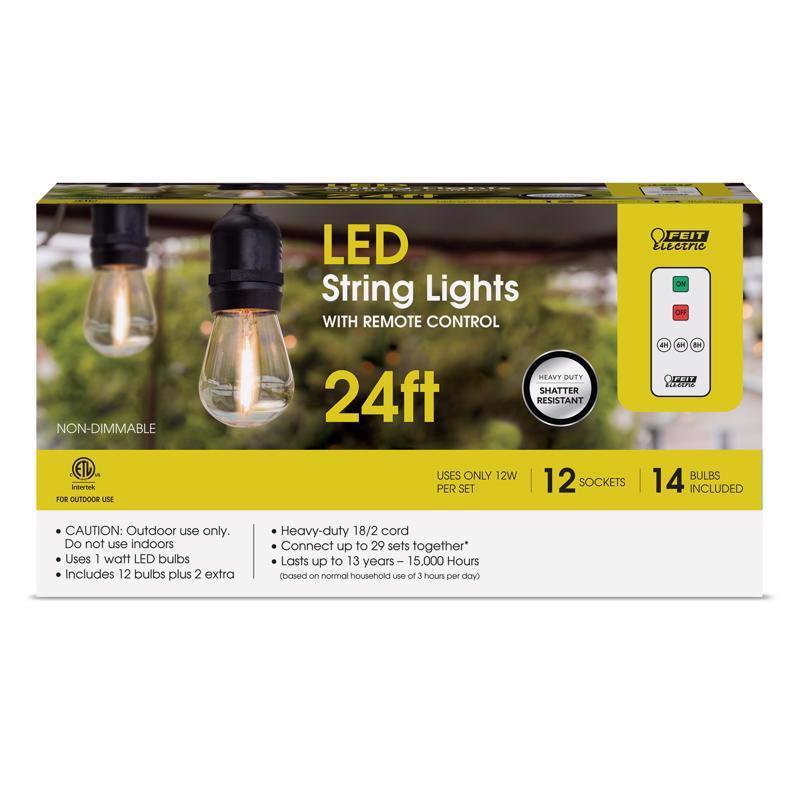 Feit LED String Lights w/Remote Control White 24 ft. 12 lights