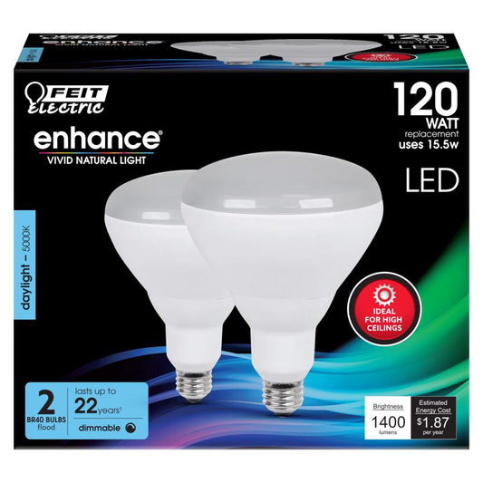 Feit BR40 E26 (Medium) LED Floodlight Bulb Daylight 120 Watt Equivalence 2 pk