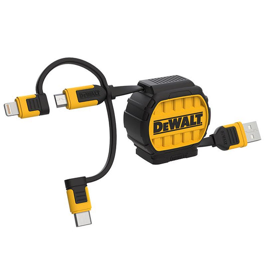 DeWalt USB to Micro to Type C 3-in-1 Cable 3 ft. Black/Yellow