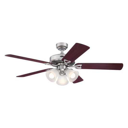 Westinghouse Vintage 52 in. Brushed Nickel Brown LED Indoor Ceiling Fan