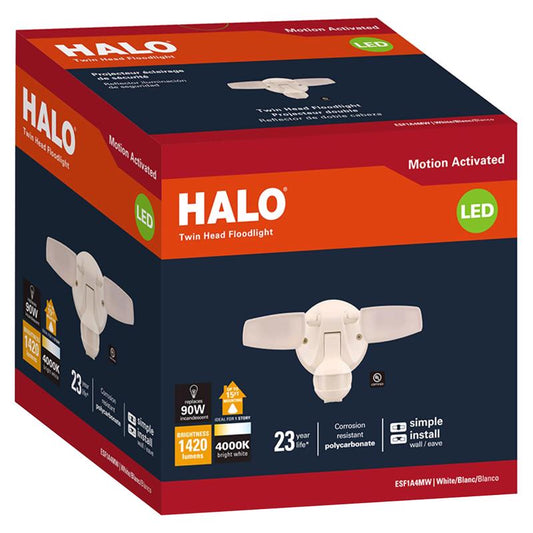 Halo Motion-Sensing Hardwired LED White Floodlight