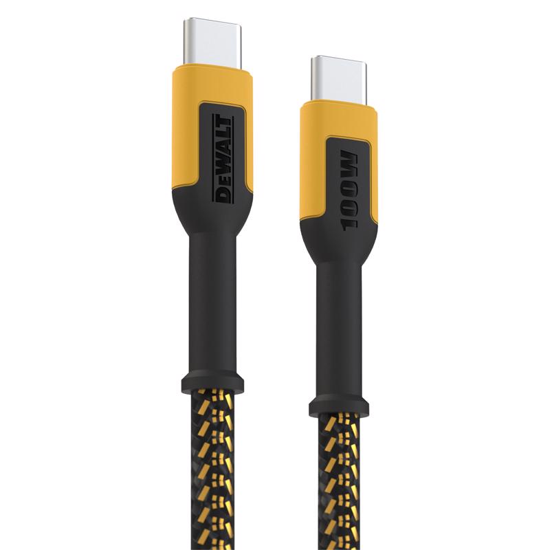 DeWalt Type C to Type C Cable 6 ft. Black/Yellow