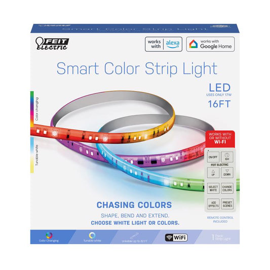 Feit 16 ft. L Color Changing Plug-In LED Tape Light 1 pk