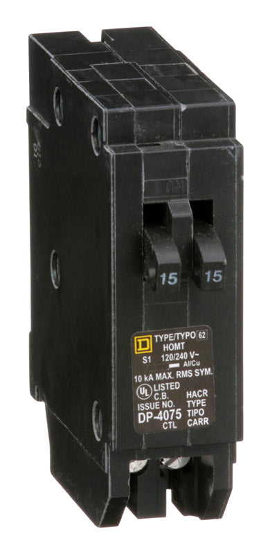 Square D HomeLine 15/15 amps Tandem Single Pole Circuit Breaker