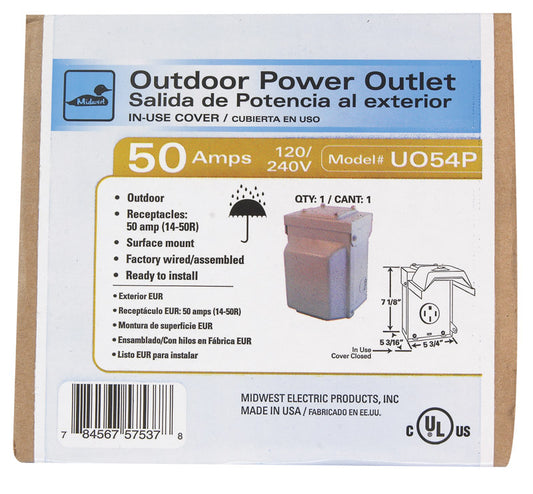 GE 50 amps 240 V Single Silver RV Power Outlet 1 pk